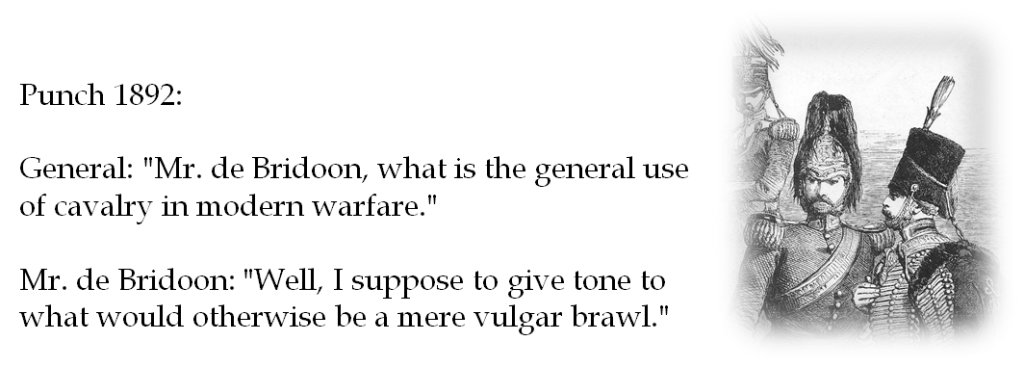 Victorian Punch cartoon, "The use of cavalry"