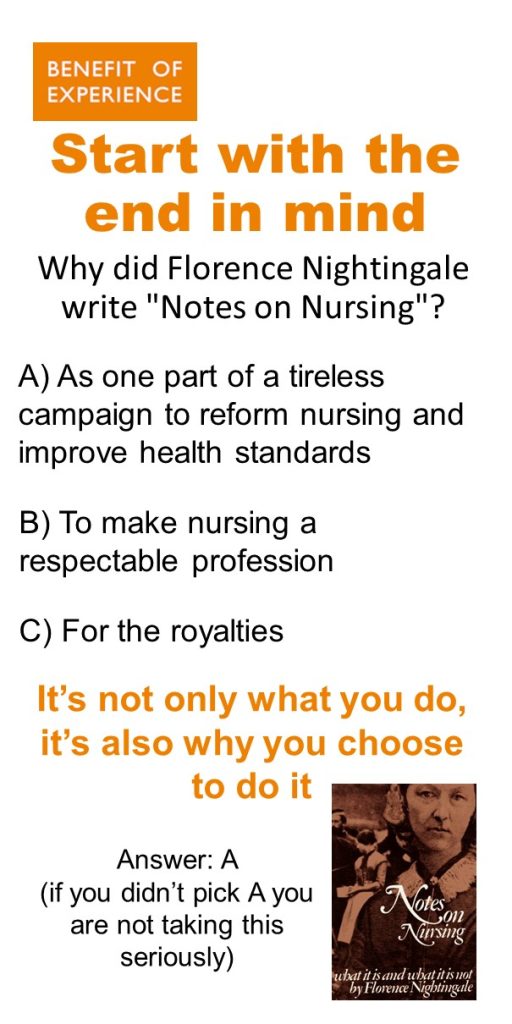Start with the end in mind. Why Florence Nightingale wrote her book